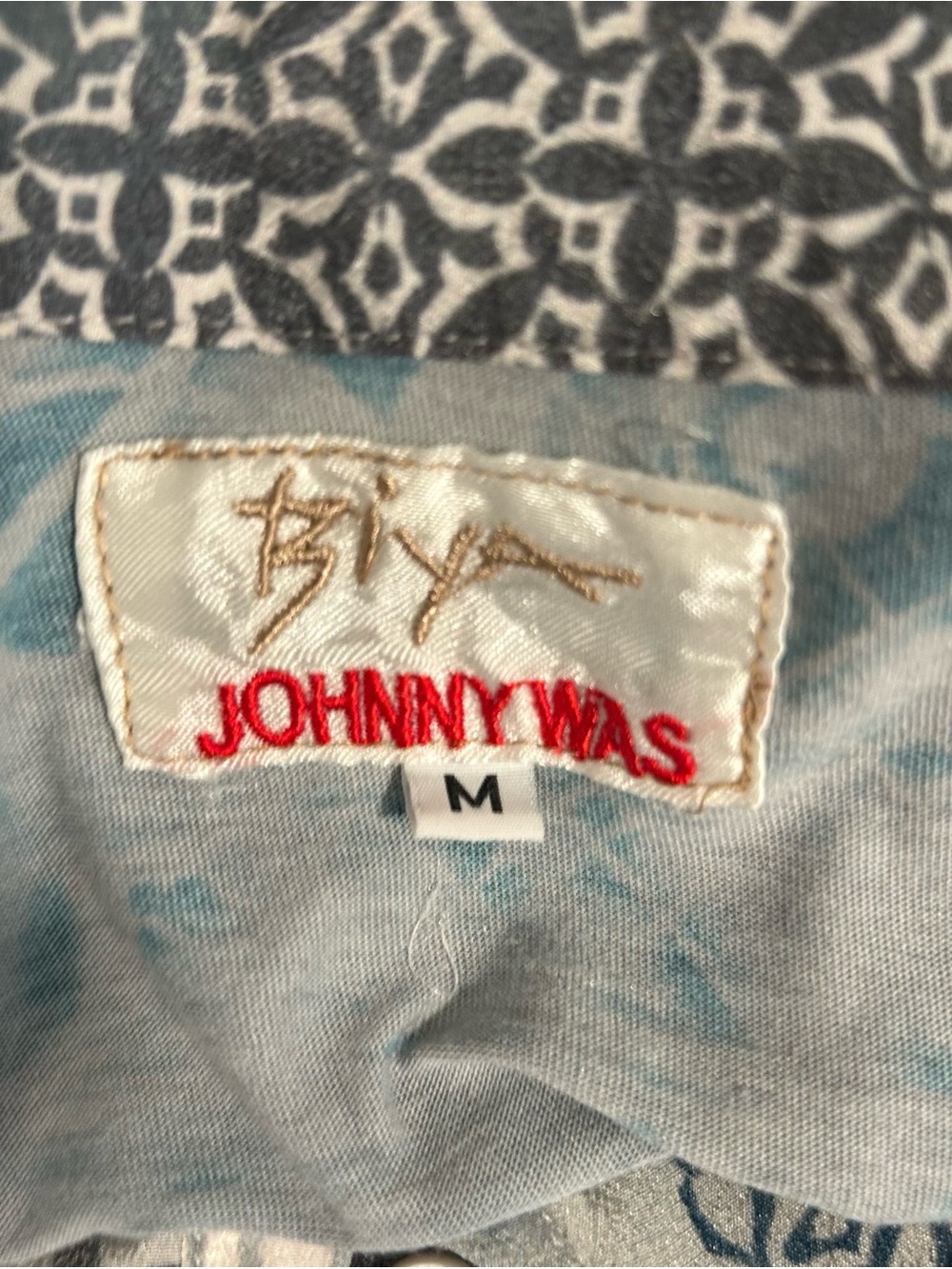 Johnny Was Briony Blue & Gray Embroidered Button-Down Shirt - Picture 4 of 7